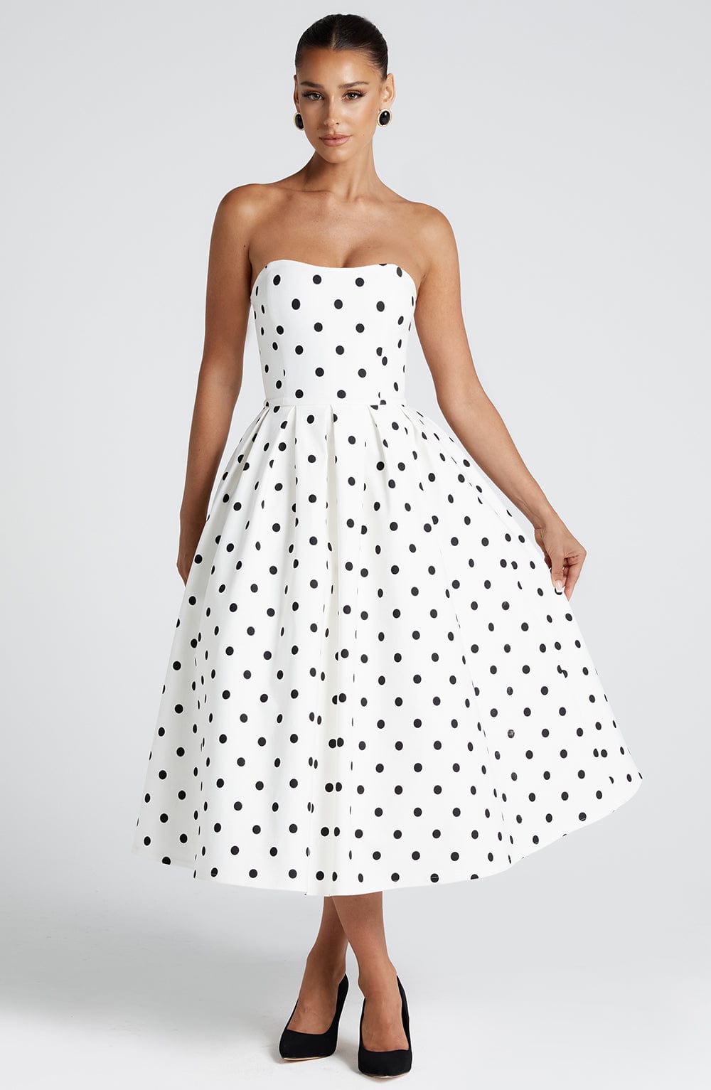 Vestido midi Sophie negro de lunares
