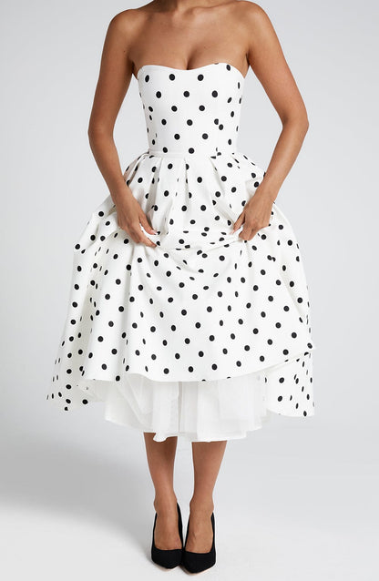 Vestido midi Sophie negro de lunares