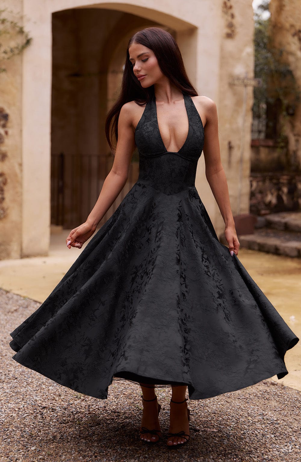 Vestido midi de verano Chloe Negro
