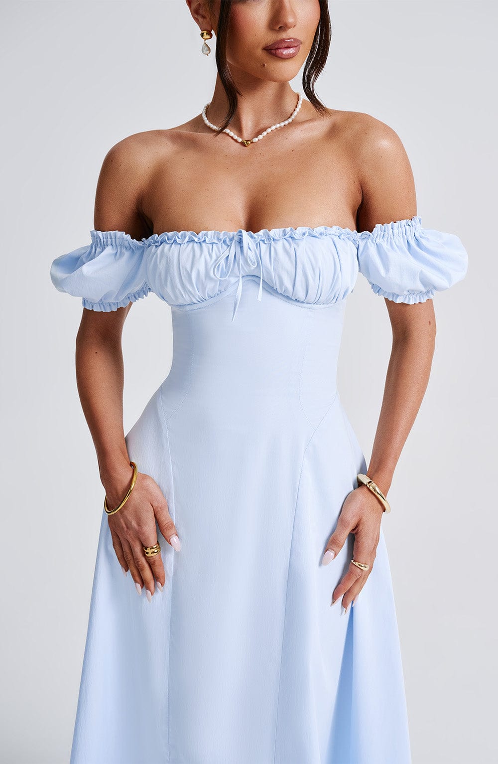 Vestido midi Sophia azul para mujer