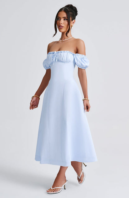 Vestido midi Sophia azul para mujer