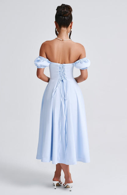 Vestido midi Sophia azul para mujer