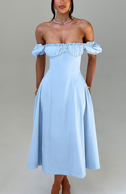 Vestido midi Sophia azul para mujer