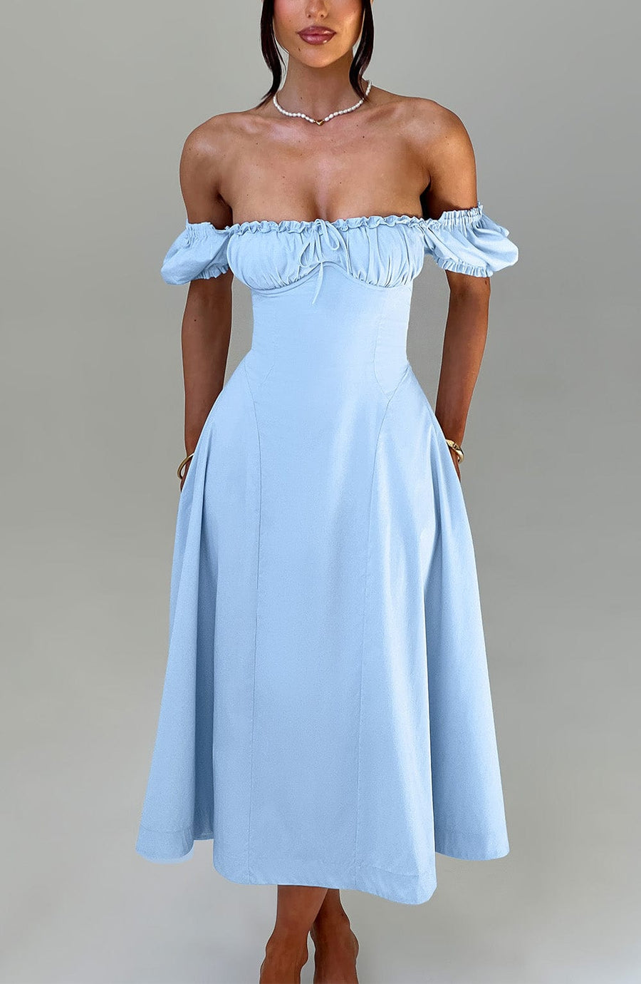Vestido midi Sophia azul para mujer