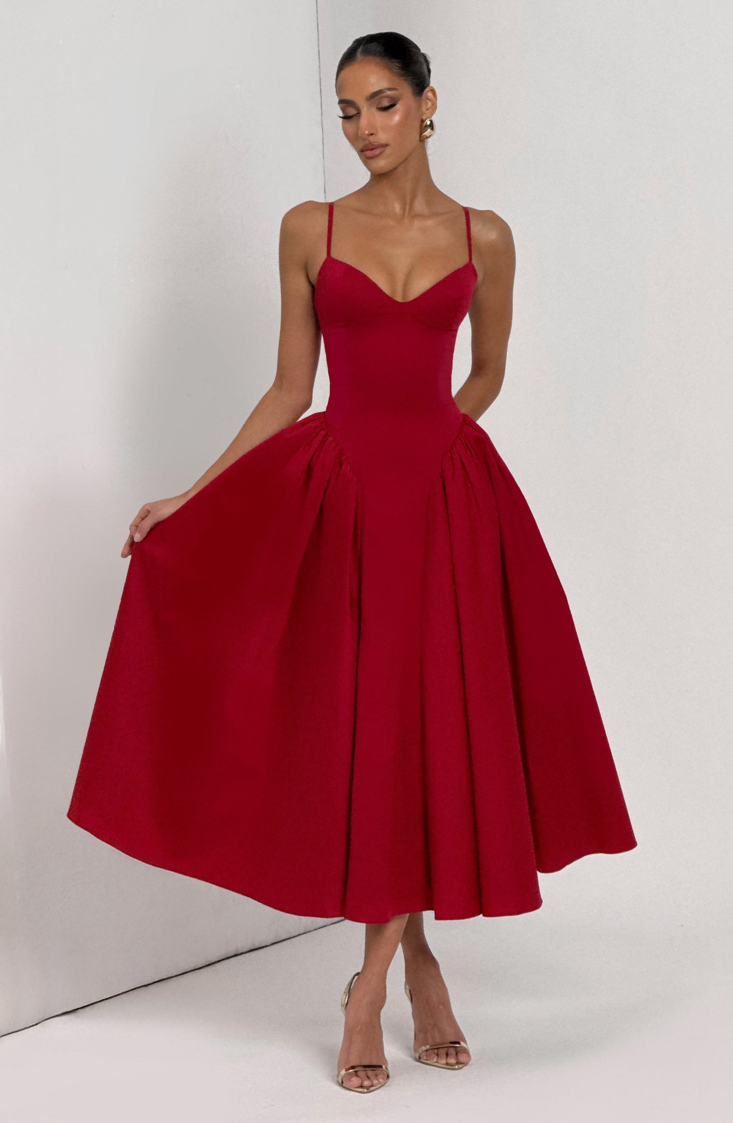 Sophia Vestido Midi de Verano Rojo - Moda Perfecta para el Verano