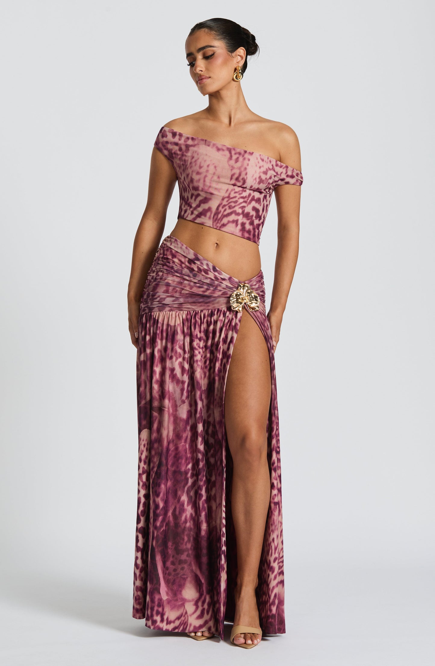 Top de verano Sophia con estampado de orquídeas magenta