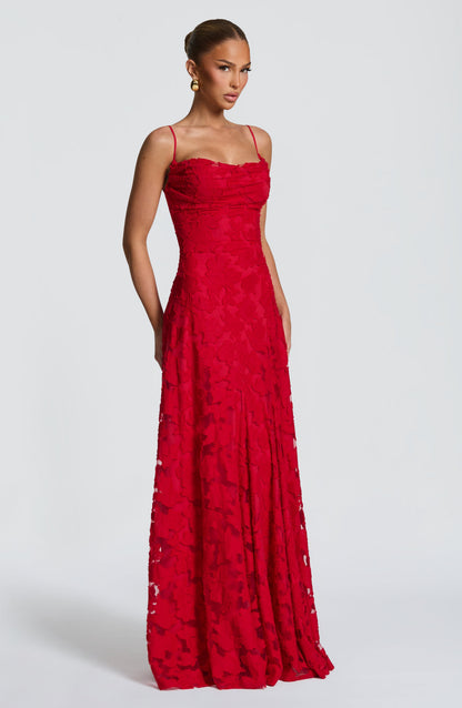 Vestido largo de verano Sophia rojo para mujer