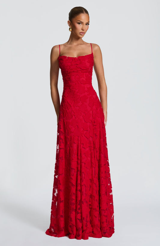 Vestido largo de verano Sophia rojo para mujer