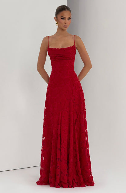 Vestido largo de verano Sophia rojo para mujer
