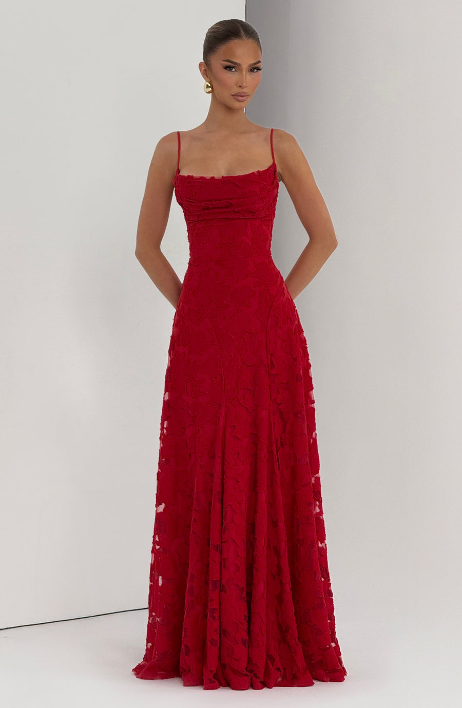 Vestido largo de verano Sophia rojo para mujer