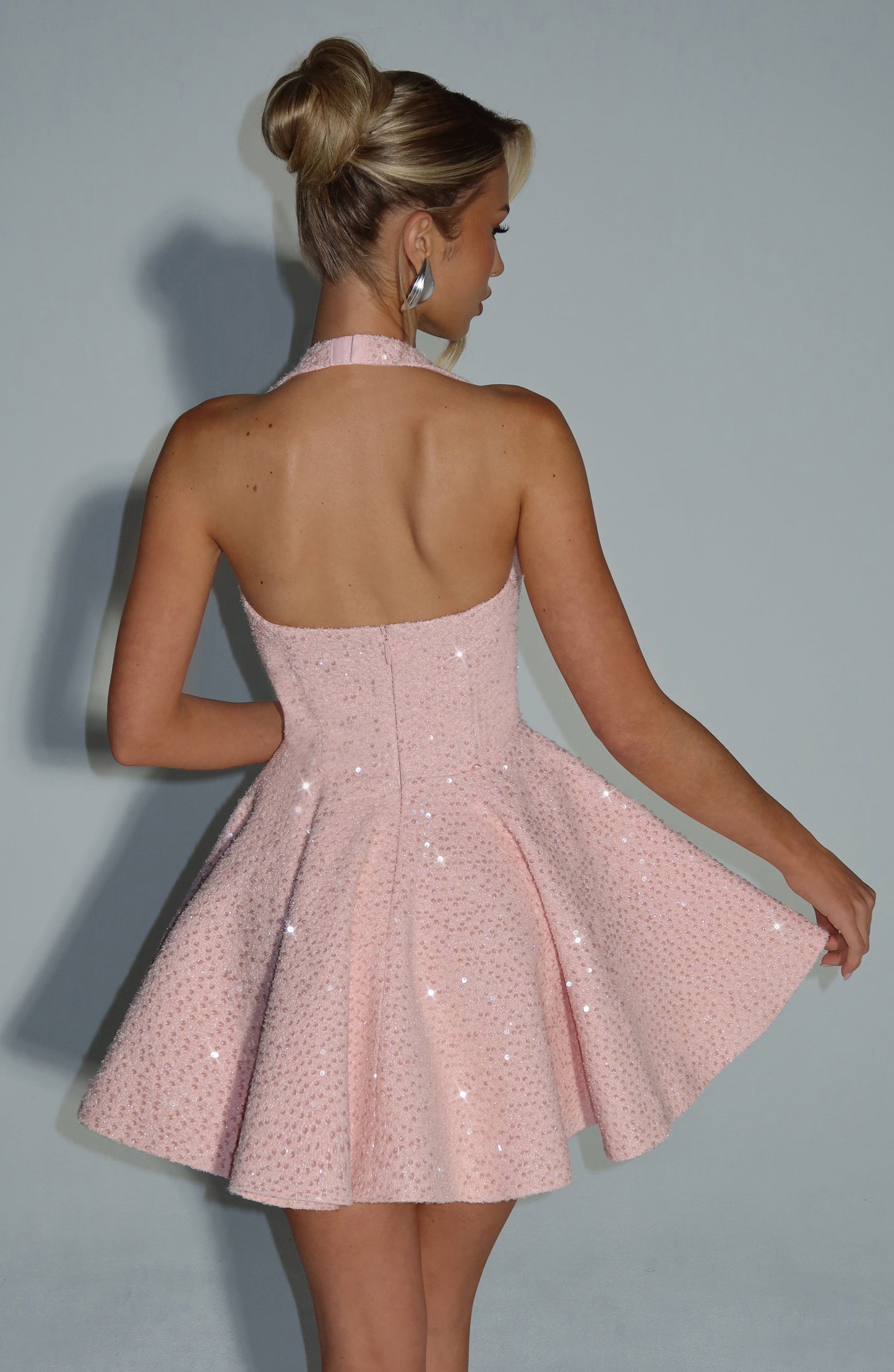 Minivestido de georgette rosa empolvado Sophia