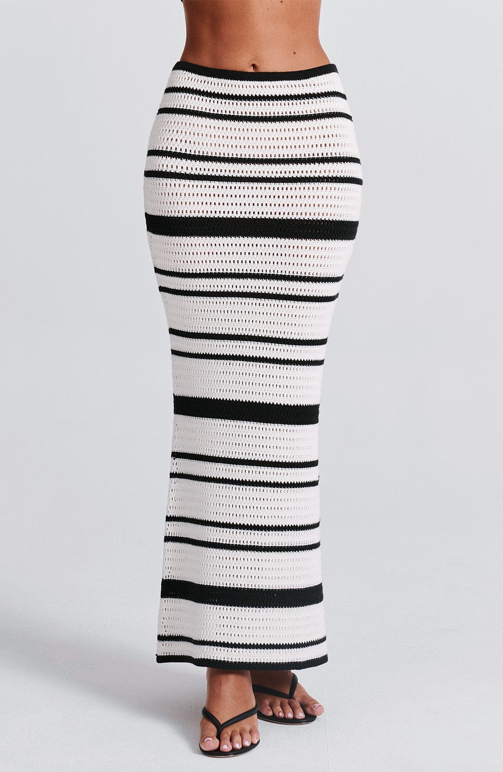 Sophia - Falda maxi de verano en blanco y negro