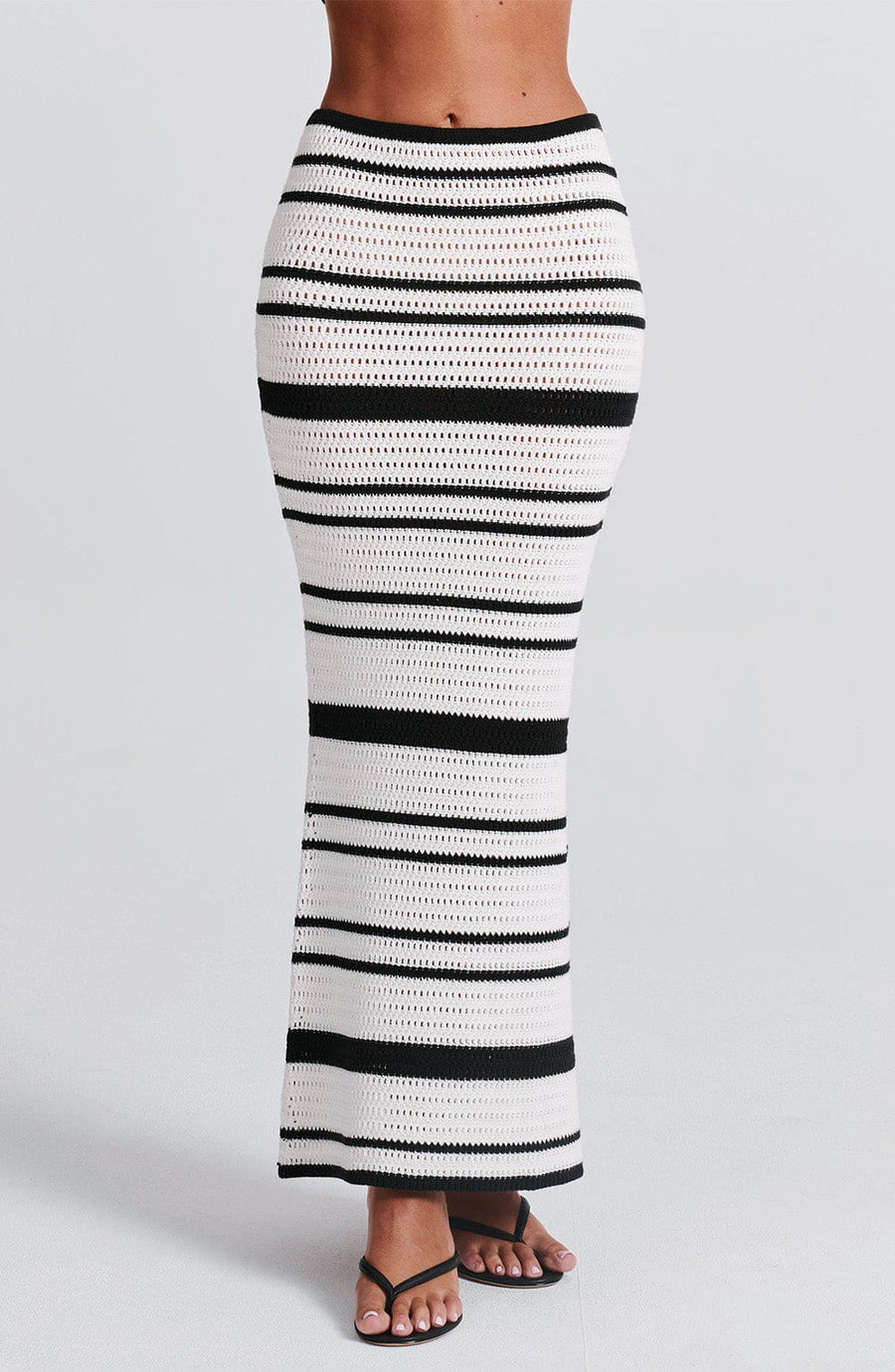 Sophia - Falda maxi de verano en blanco y negro