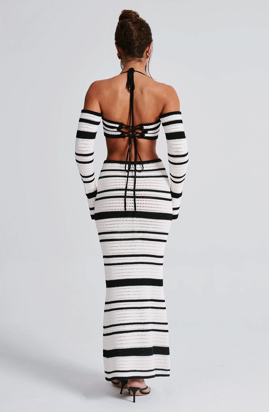 Sophia - Falda maxi de verano en blanco y negro