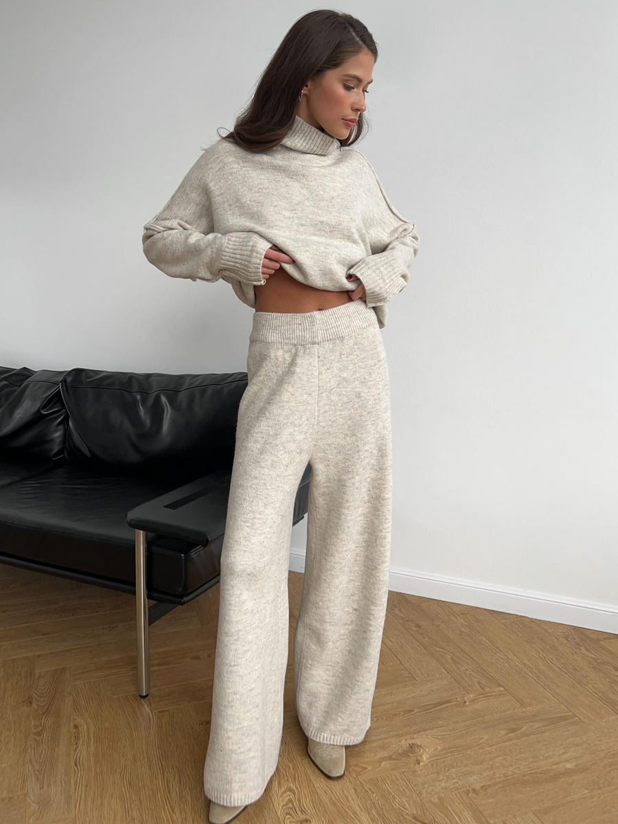 Luvrefashion | Sienna Relaxed Fit Two Piece Ensemble in Beige - image 12
