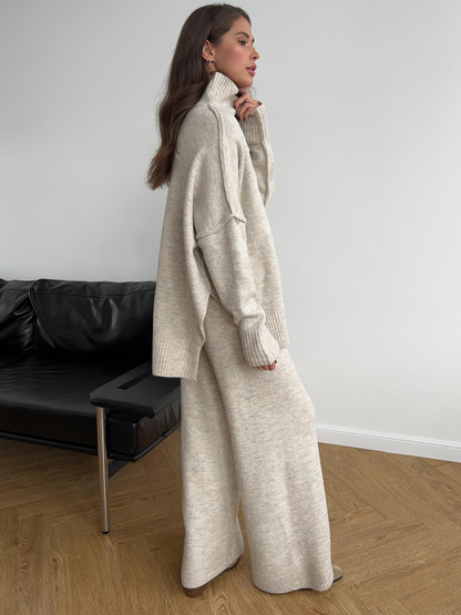 Luvrefashion | Sienna Relaxed Fit Two Piece Ensemble in Beige - image 11