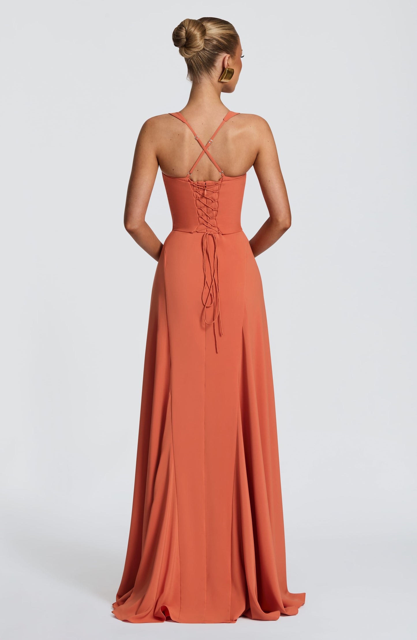 Vestido largo de verano Samantha - Naranja quemado