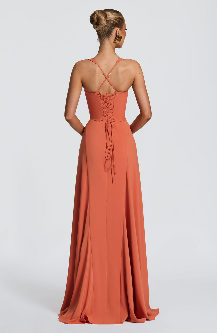 Vestido largo de verano Samantha - Naranja quemado