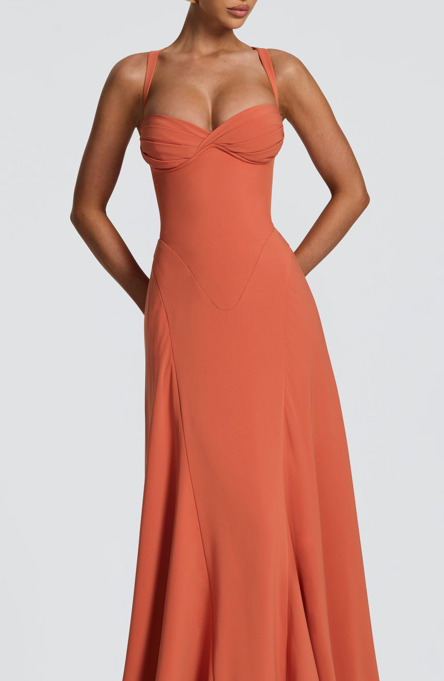 Vestido largo de verano Samantha - Naranja quemado