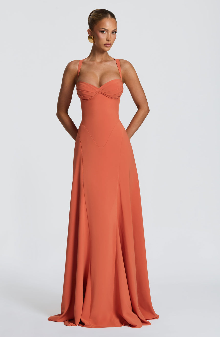 Vestido largo de verano Samantha - Naranja quemado