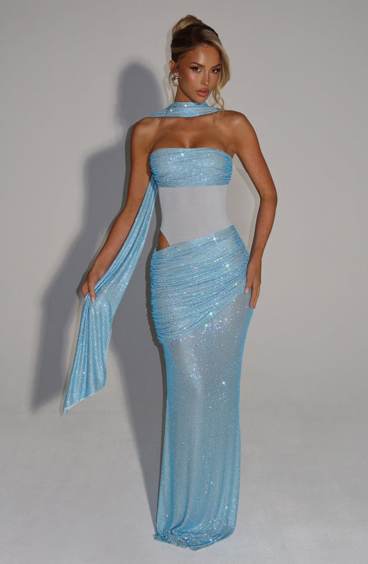 Vestido de verano largo Isabella Aqua