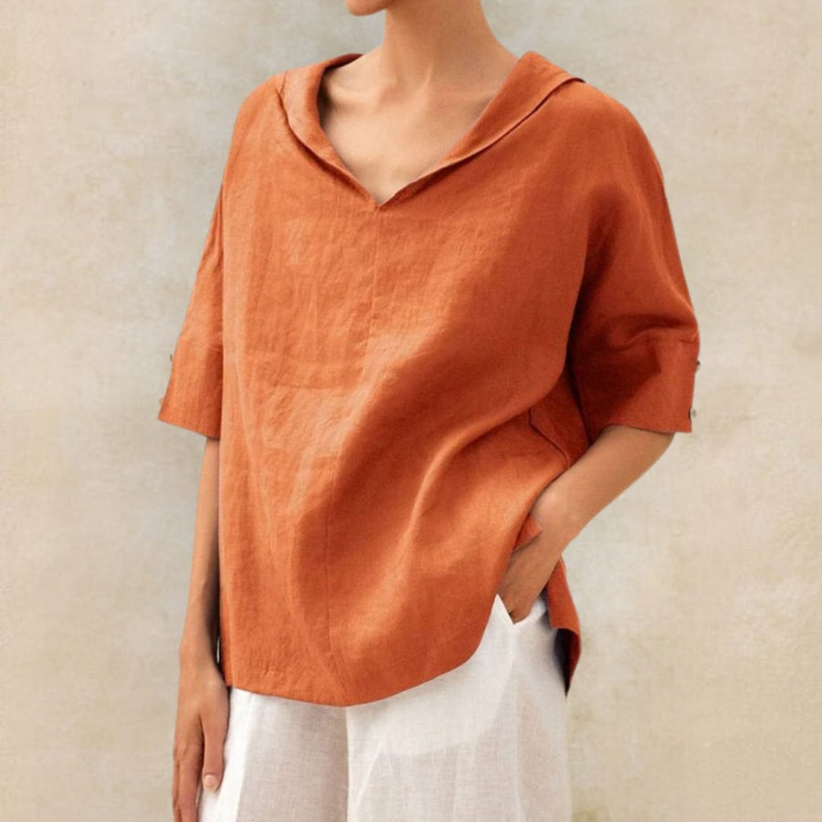 Luvrefashion | Lena Casual V Neck Shirt for Effortless Style in Green - side view