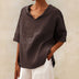 Lena | Camisa informal de cuello en V para mujer con estilo sencillo - Marrón