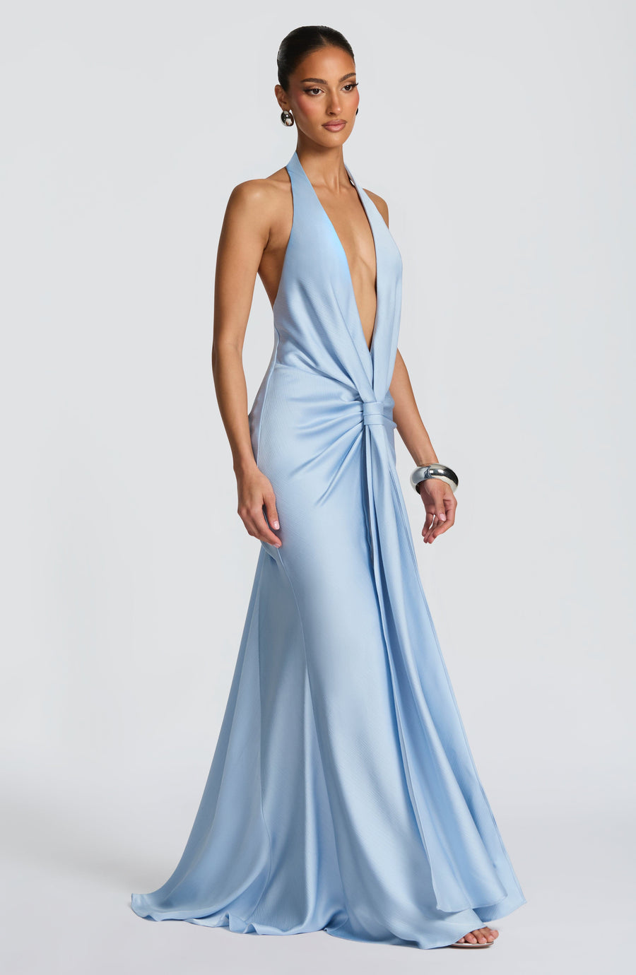 Vestido largo de verano Sophia en azul glaciar