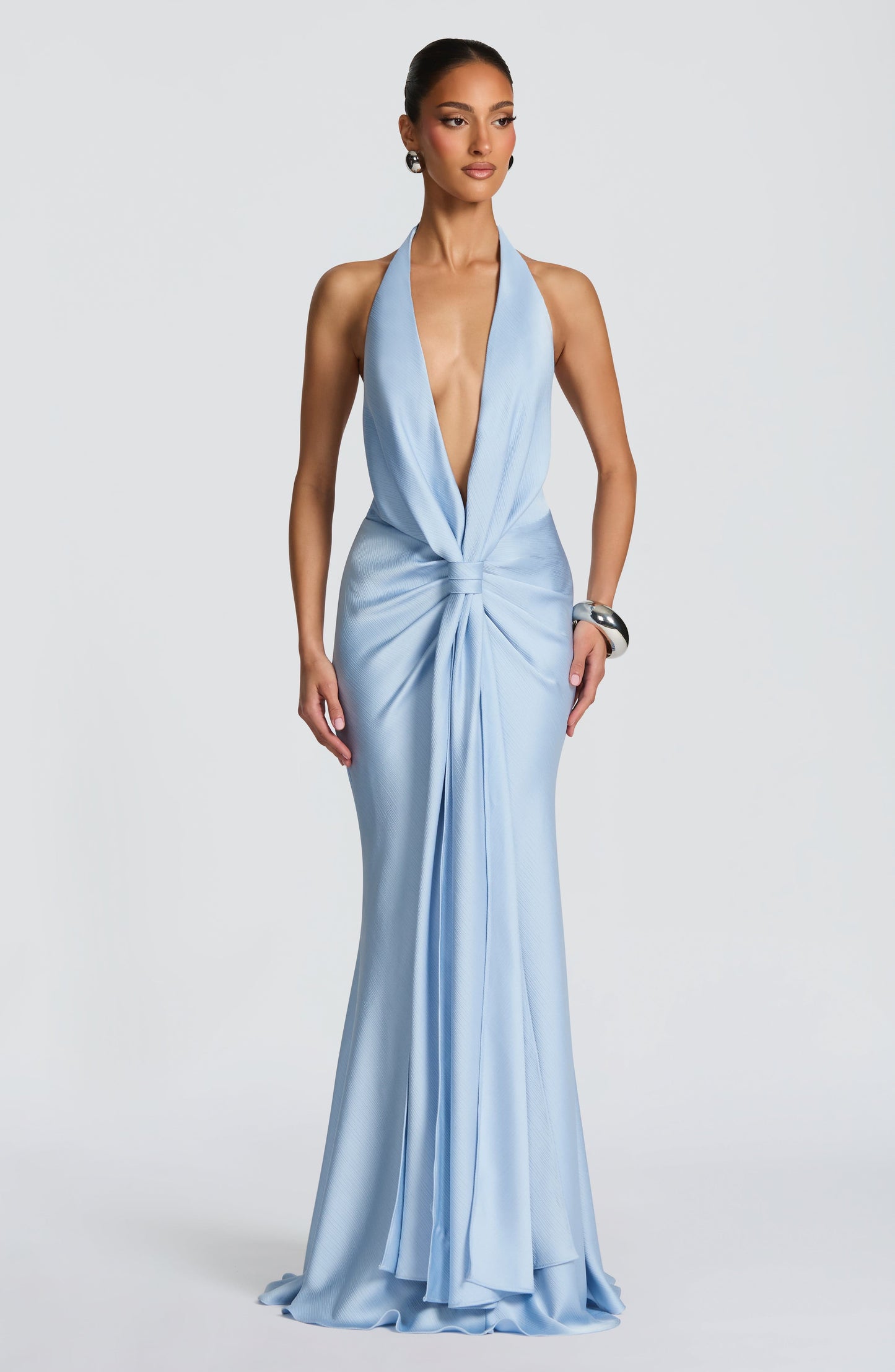Vestido largo de verano Sophia en azul glaciar