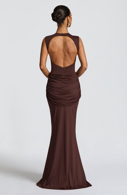 Vestido de verano Sophia Maxi en marrón ciruela