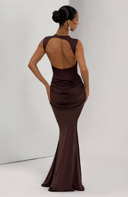 Vestido de verano Sophia Maxi en marrón ciruela