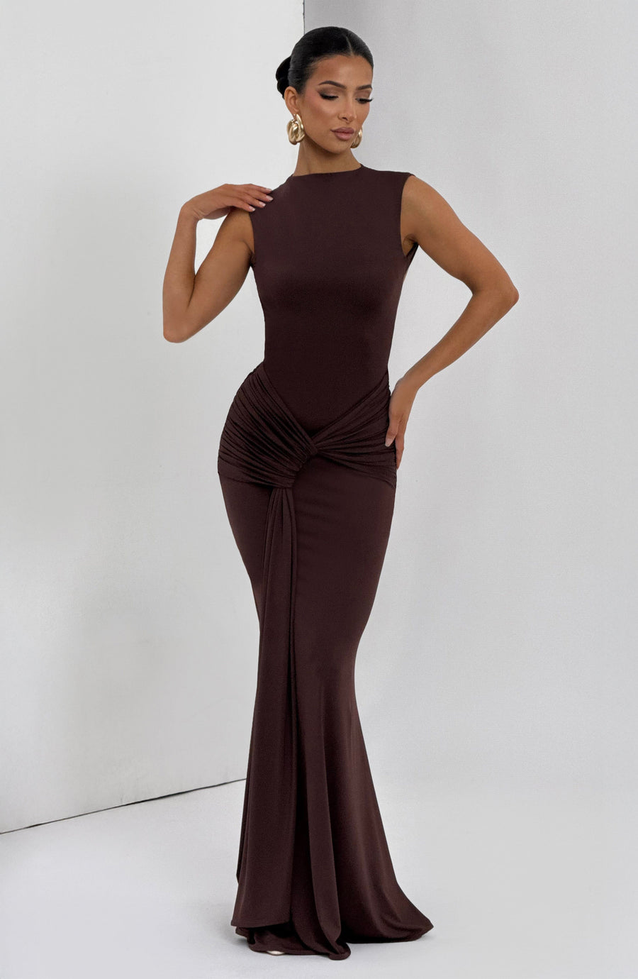 Vestido de verano Sophia Maxi en marrón ciruela