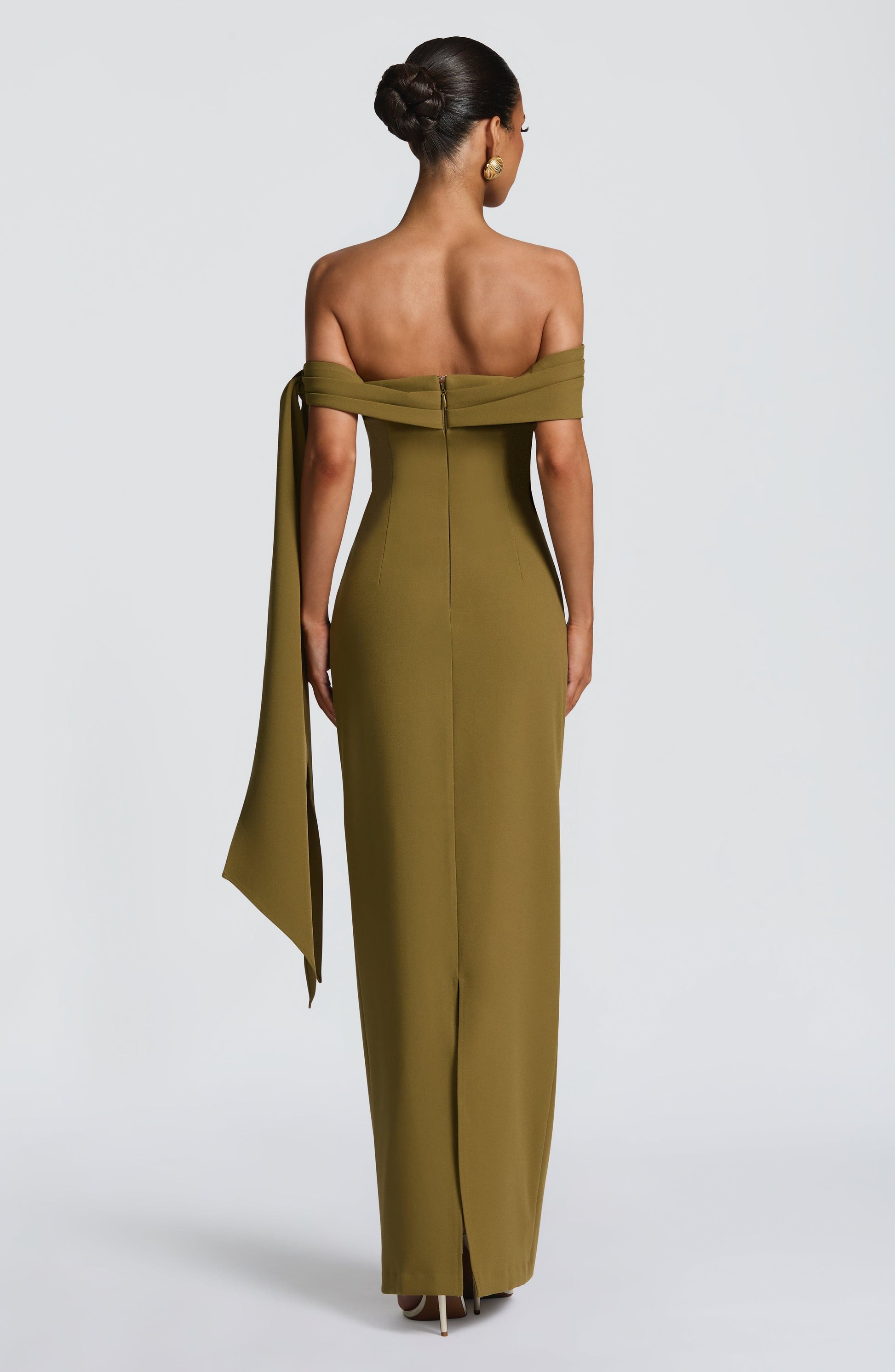 Luvrefashion | Addie Deep Olive Maxi Dress in XS - side view