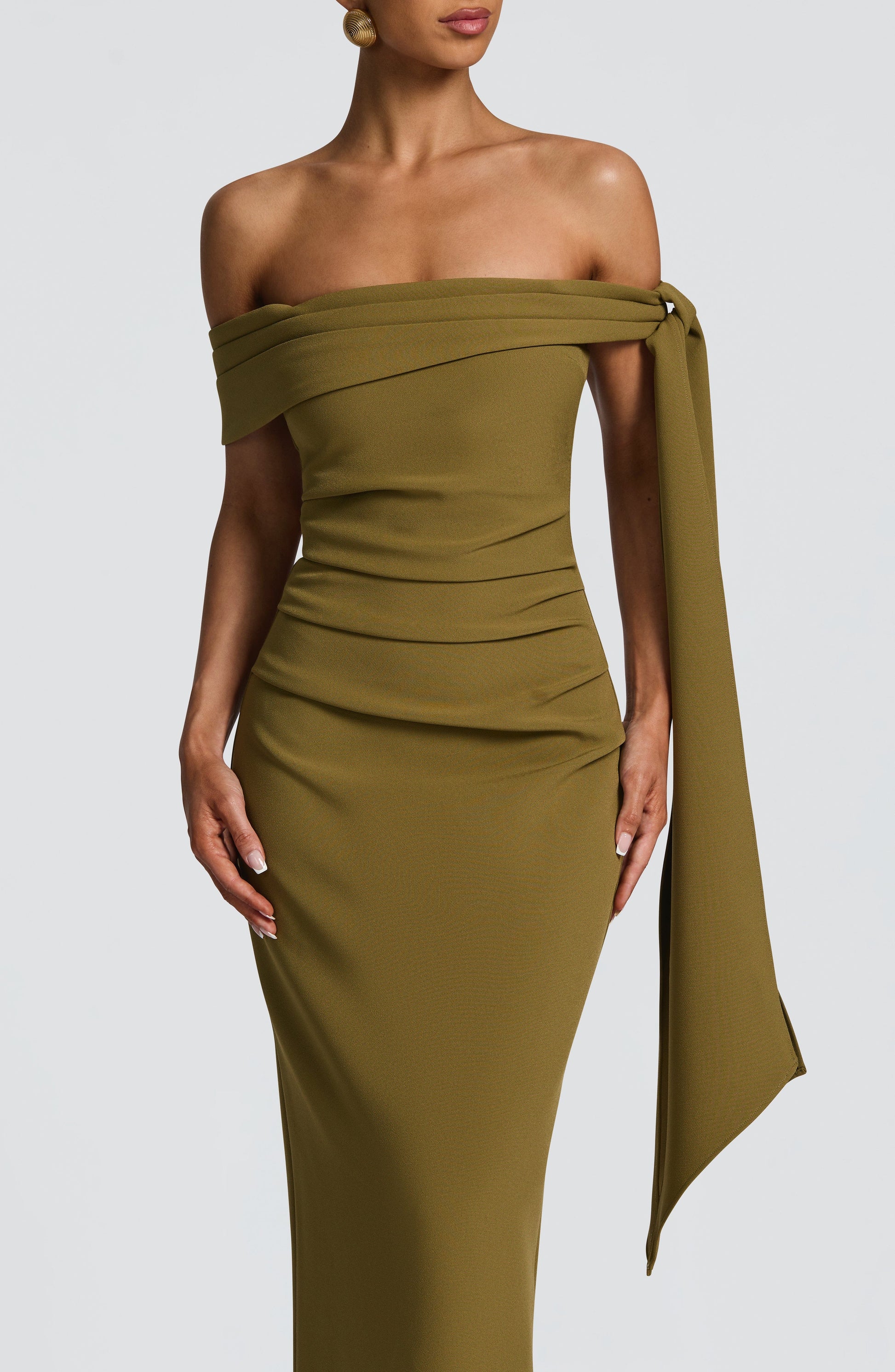 Luvrefashion | Addie Deep Olive Maxi Dress in XS - styled look
