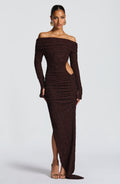 Vestido midi Adelphia ciruela marrón