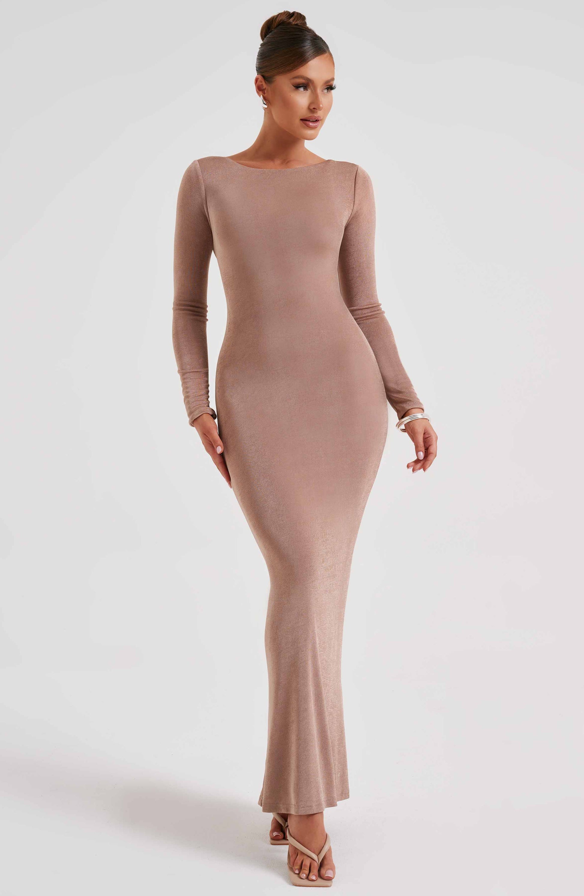 Luvrefashion | Anastassia Chocolate Maxi Dress in XS - front view