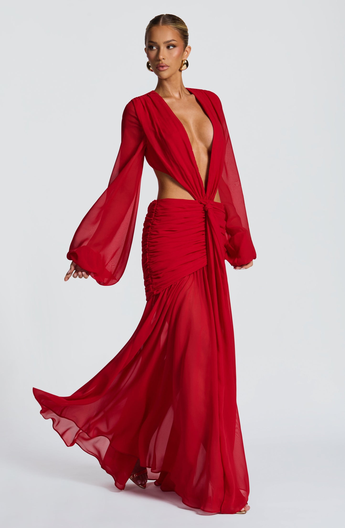 Luvrefashion | Andrina Red Maxi Dress in XS - front view