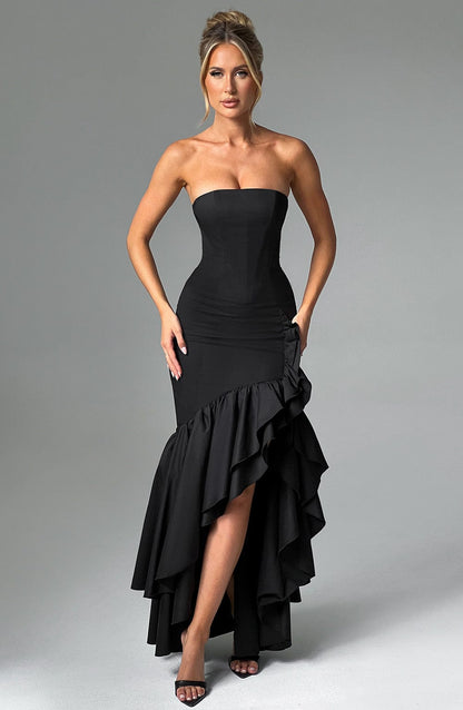 Luvrefashion | Angelina Black Maxi Dress in XS - front view
