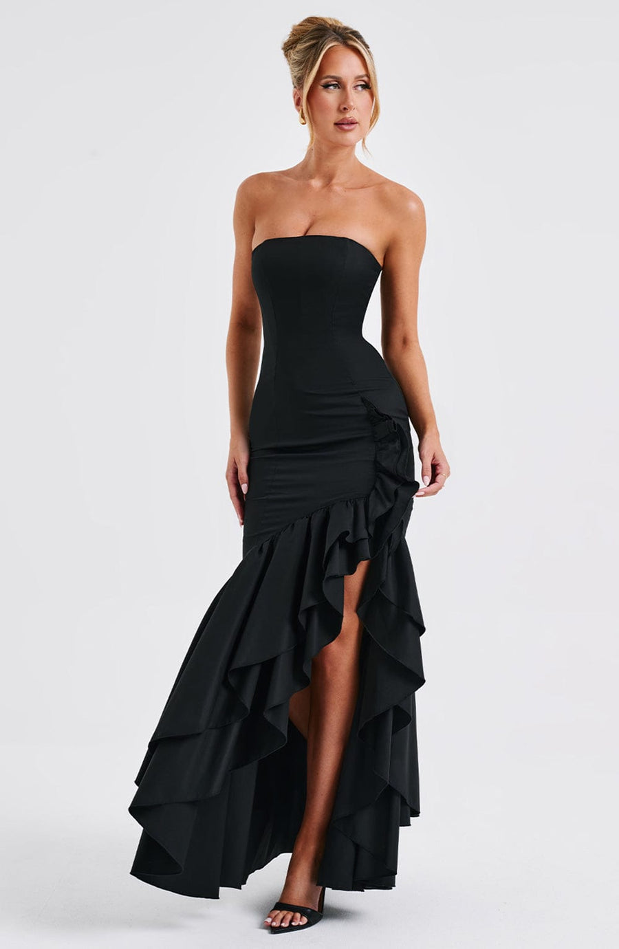 Luvrefashion | Angelina Black Maxi Dress in XS - detail view