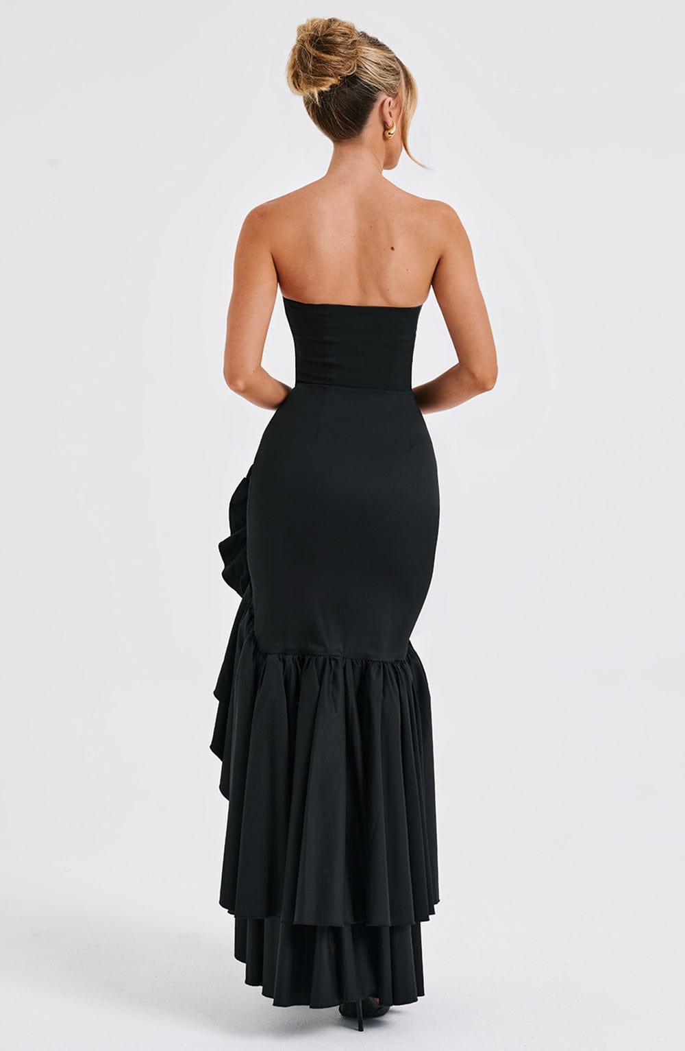 Luvrefashion | Black Angelina Maxi Dress in XS - back view