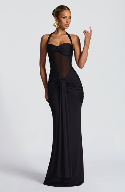 Luvrefashion | Black Vixen Maxi Dress in XS - front view