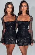 Minivestido negro brillante Brea