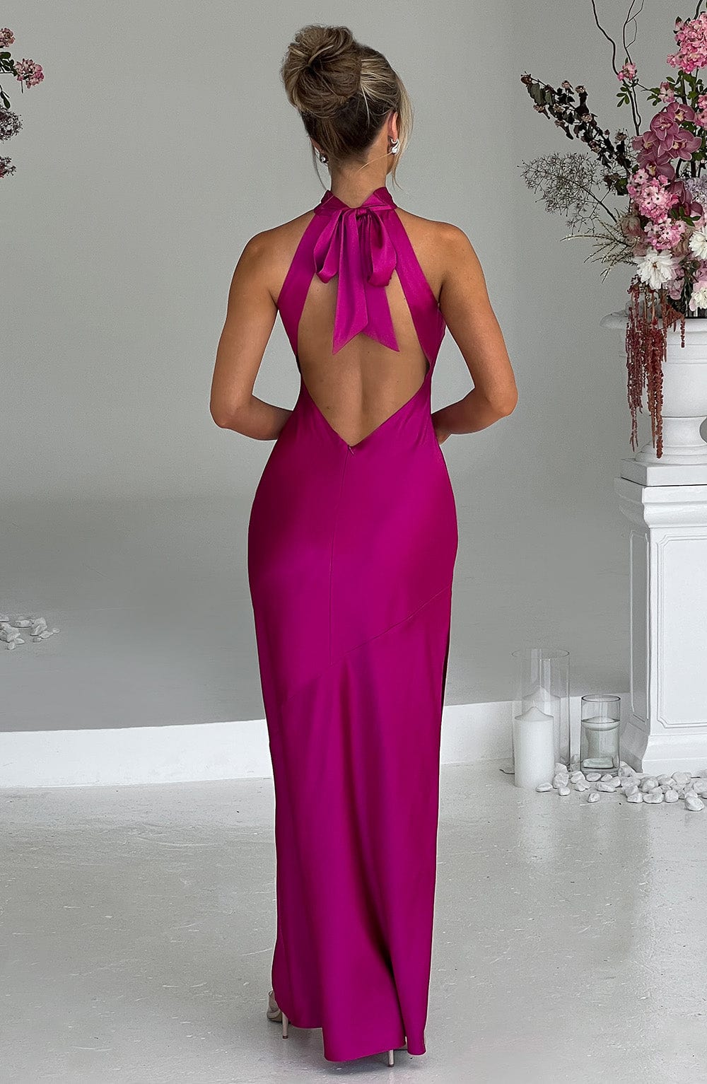 Luvrefashion | Etta Full Length Dress Vibrant Pink in XS - front view