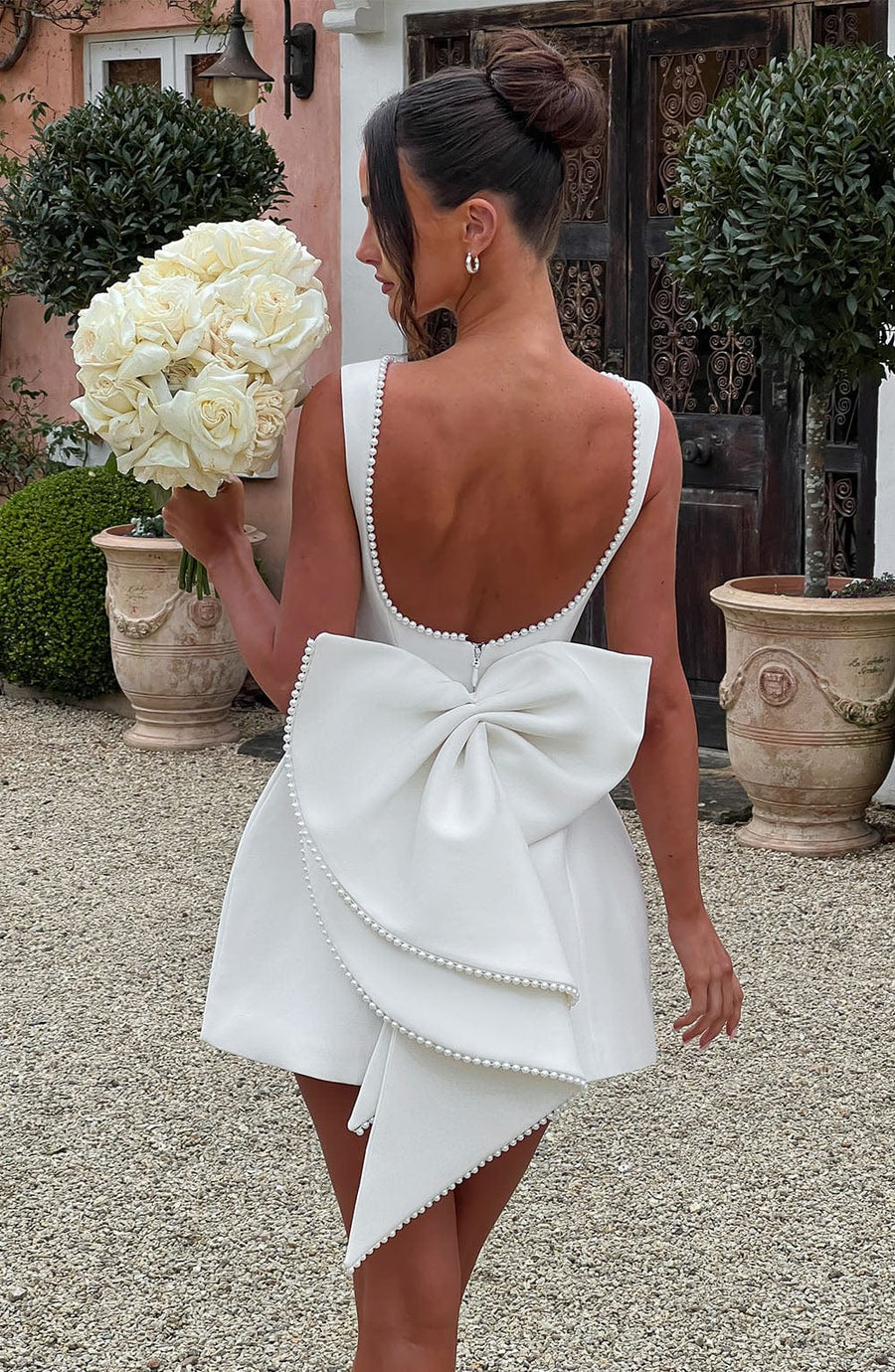 Luvrefashion | Ivory Carrie Mini Dress in XS - front view