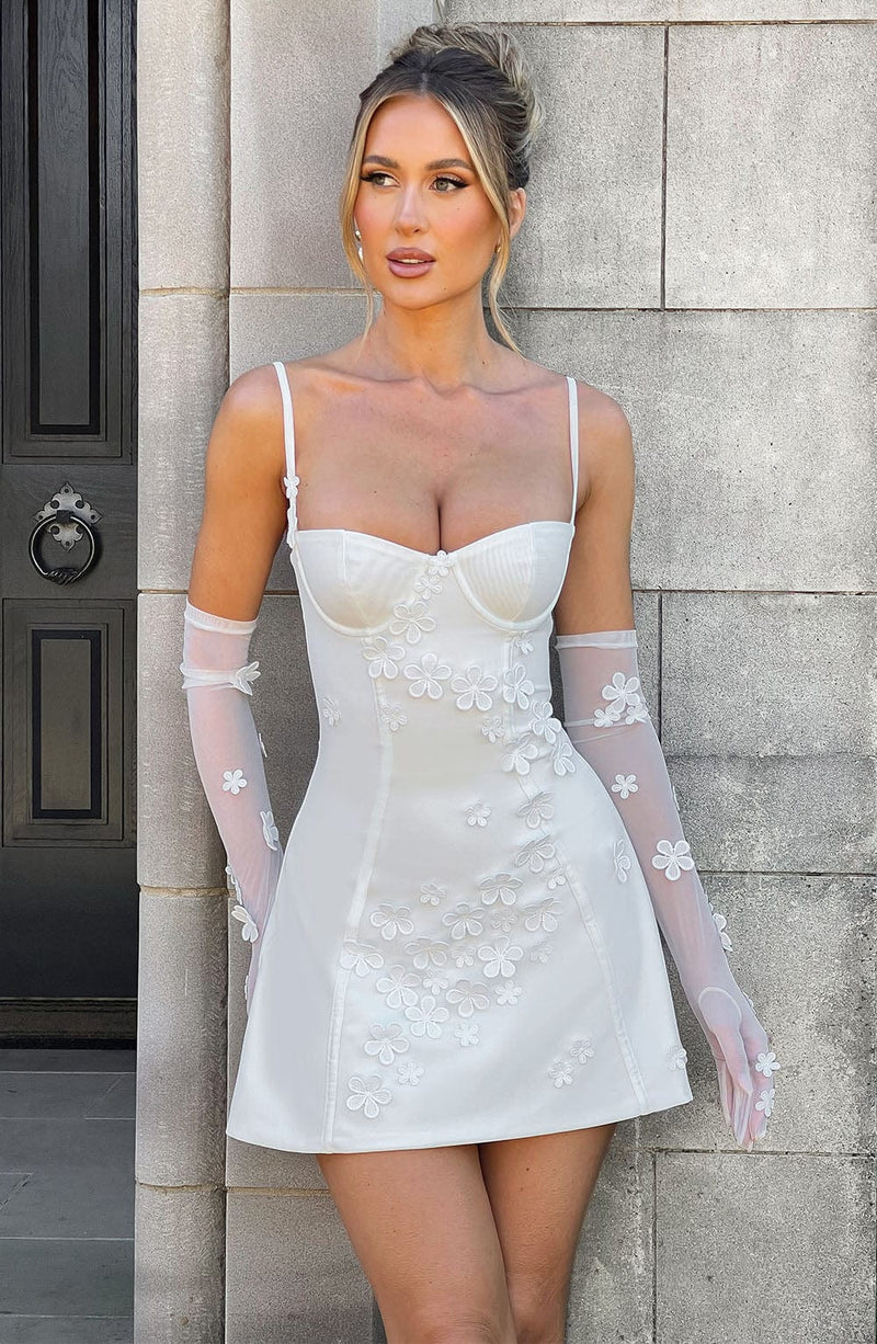 Luvrefashion | Ivory Dalary Short Dress in XS - front view