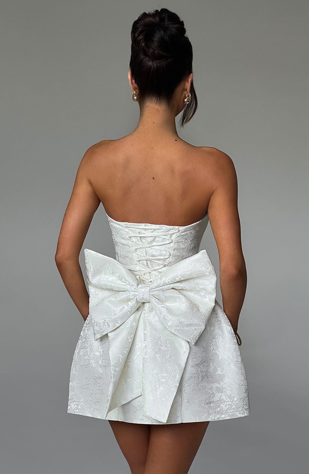 Luvrefashion | Ivory Elenora Mini Dress in XS - side view