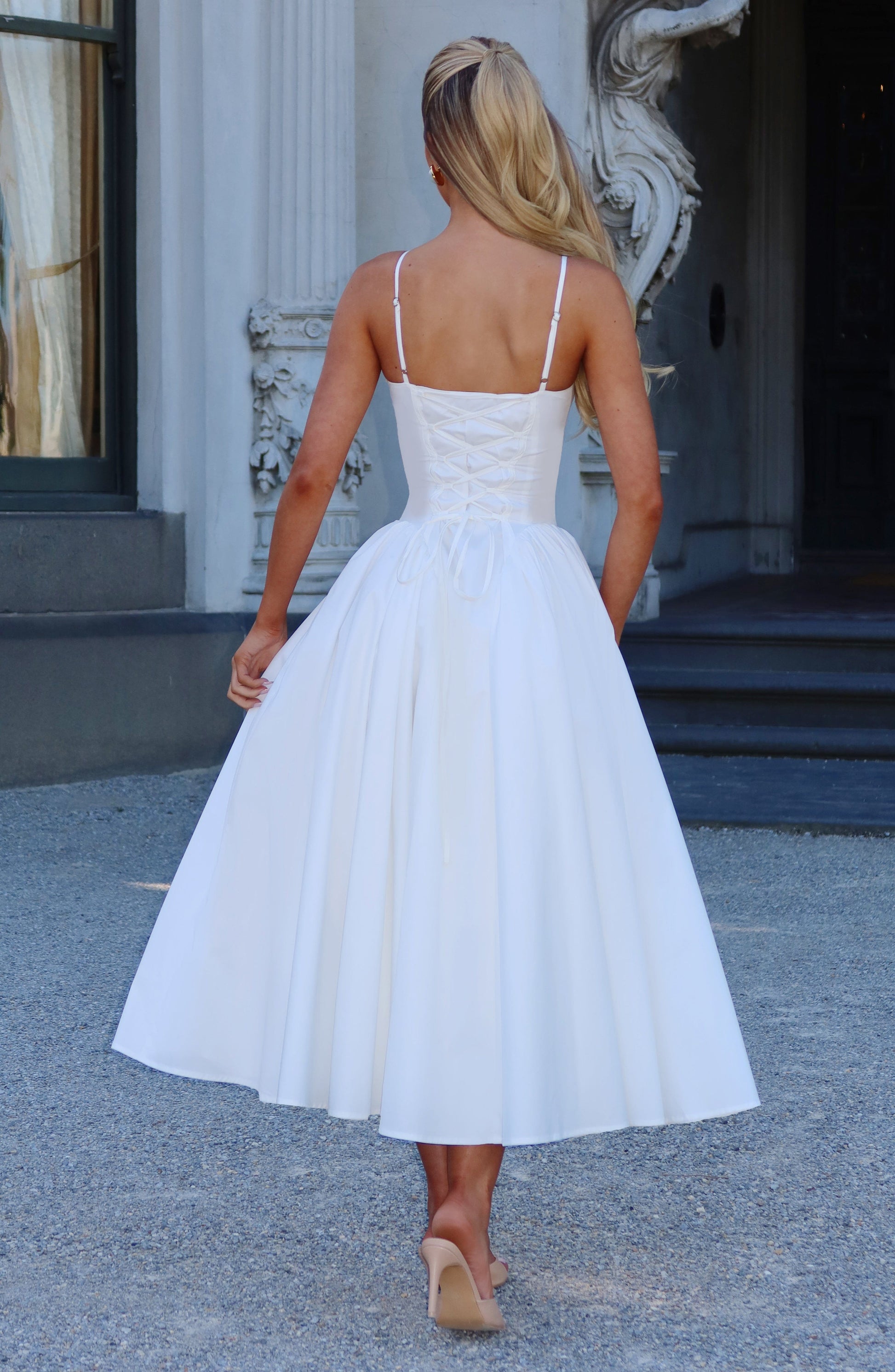 Luvrefashion | Ivory Emerson Midi Dress in XS - detail view