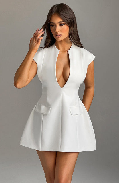 Luvrefashion | Ivory Suri Mini Dress in XS - front view