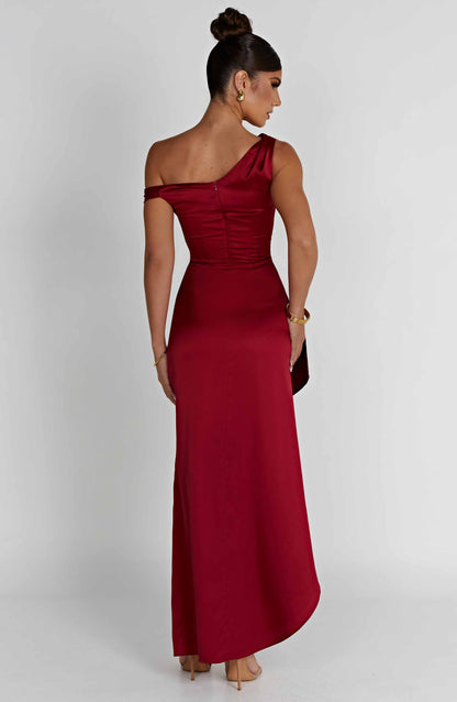 Luvrefashion | Juliene Wine Colored Maxi Dress in XS - detail view