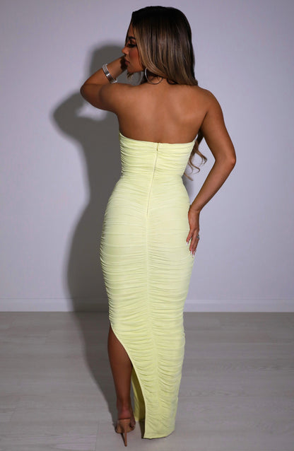 Luvrefashion | Lime Demi Maxi Dress in XS - detail view